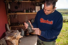 Our host Bojan is showing us an old miner\'s lamp
