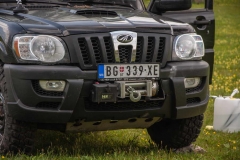 A nicely fitted winch on the Mahindra