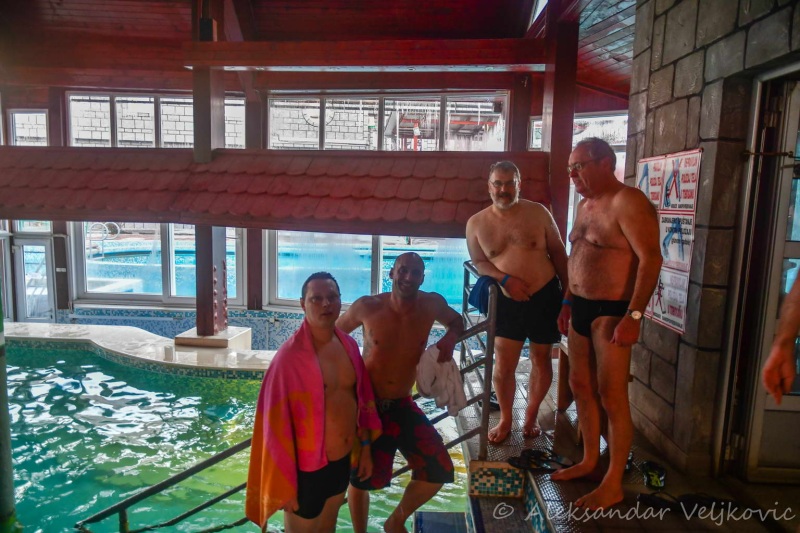 The team at the pools on day one